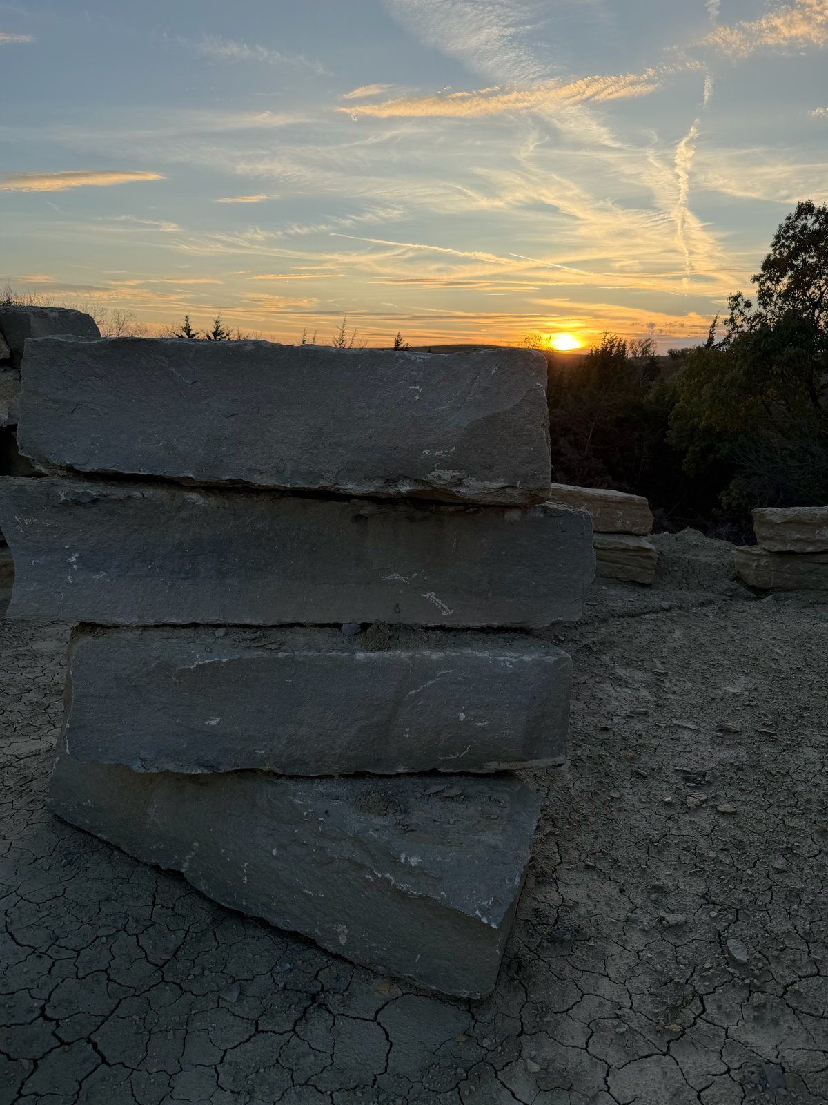 14" Sundown Ledge Gray Horizon – short stack of blocks at sunset